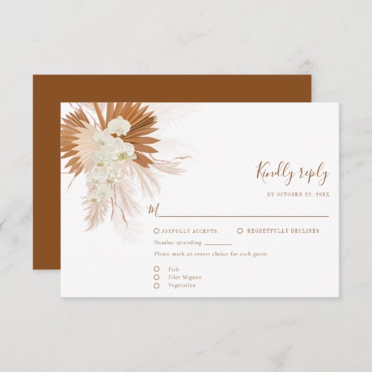 Cartons Réponse Pampas Grass Terracotta Mariage (Devant / Derrière)