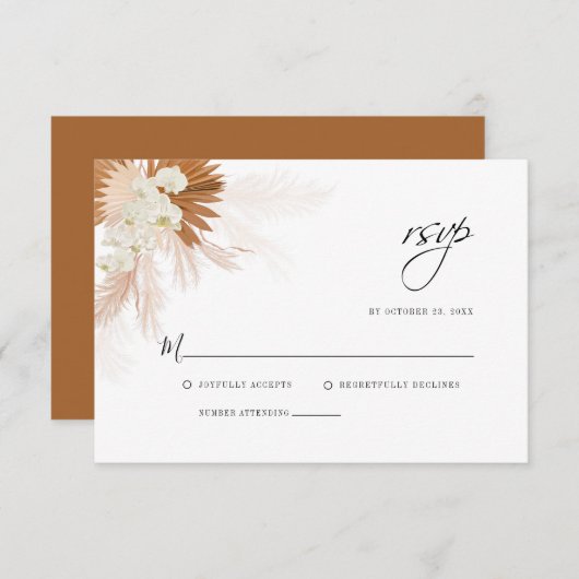 Cartons Réponse Pampas Mariage en laiton (Devant / Derrière)