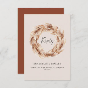 Cartons Réponse Pampas rustique bohème moderne mariage d'herbe RSV