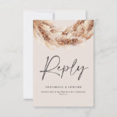 Cartons Réponse Pampas rustique en terre cuite moderne mariage d'h (Devant)