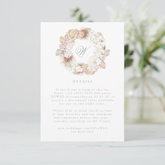 Cartons Réponse Pampas Wreath Moss Sage Green Monogram Elegant (Debout devant)