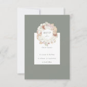 Cartons Réponse Pampas Wreath Moss Sonde Vert Monogramme Simple (Devant)