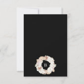 Cartons Réponse Pampas Wreath Onyx Black Premium élégant Monogramm (Dos)