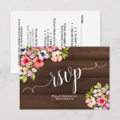 Cartons Réponse Pansies d'aquarelle rustique sur Mariage de bois d (Devant / Derrière)