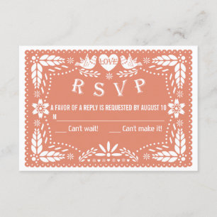 Cartons Réponse Papel picado inséparables mariage pêche corail RSV
