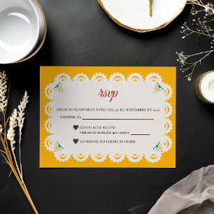 Cartons Réponse Papel Picado Jaune Nuestra Boda Mariage Espagnol