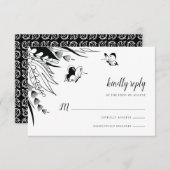 Cartons Réponse Papier Encre Stylo Papillon Botanique (Devant / Derrière)