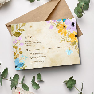 Cartons Réponse Papier Floral vieilli Rustique Mariage extérieur