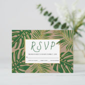Cartons Réponse Papier kraft feuille tropical mariage rustique RSV (Debout devant)