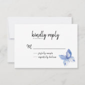 Cartons Réponse Papillon Aquarelle Bleu Simple Répondre S'il Vous  (Dos)
