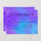 Cartons Réponse Papillon bat mitzvah violet et turquoise peint (Devant / Derrière)