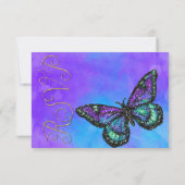 Cartons Réponse Papillon bat mitzvah violet et turquoise peint (Dos)