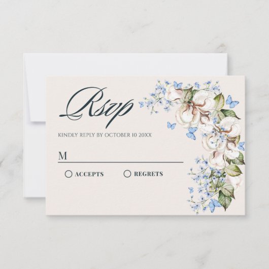 Cartons Réponse Papillon bleu à fleurs  (Devant)