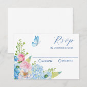 Cartons Réponse Papillon bleu fleur rose (Devant / Derrière)