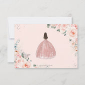 Cartons Réponse Papillon en argent rose pâle Quinceañera (Dos)