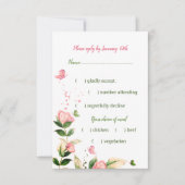 Cartons Réponse papillon feuille vert aux fleurs roses chaudes (Devant)