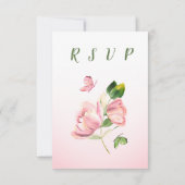 Cartons Réponse papillon feuille vert aux fleurs roses chaudes (Dos)