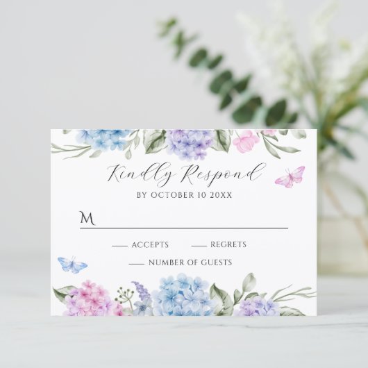 Cartons Réponse Papillon hydrangé floral (Debout devant)