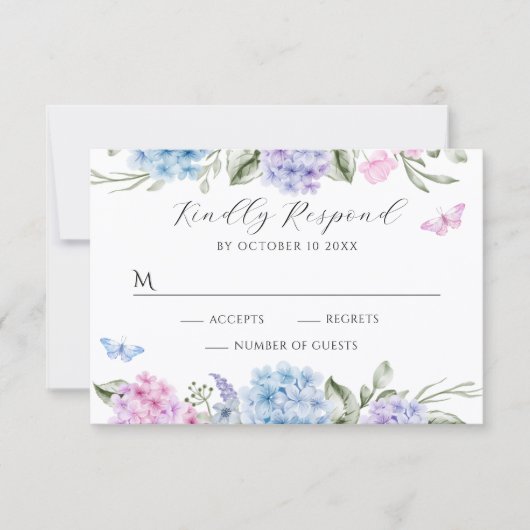 Cartons Réponse Papillon hydrangé floral (Devant)
