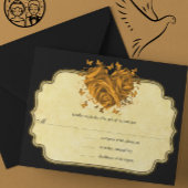 Cartons Réponse Papillon Métallurgique Coeur Or Faux Parchemin