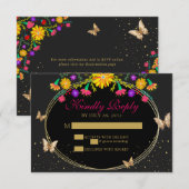 Cartons Réponse Papillon mexicain Floral Tiara Quinceañera (Devant / Derrière)