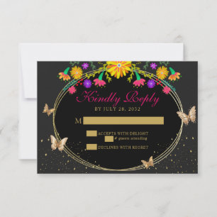 Cartons Réponse Papillon mexicain Floral Tiara Quinceañera