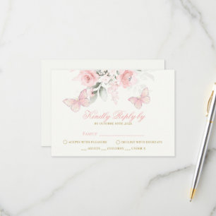 Cartons Réponse Papillon rose Quinceañera