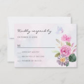 Cartons Réponse Papillon rose violet à aquarelle (Devant)