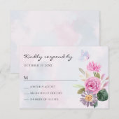 Cartons Réponse Papillon rose violet à aquarelle (Devant / Derrière)