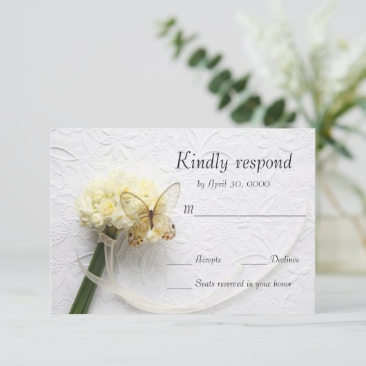 Cartons Réponse Papillon sur bouquet de fleurs (Debout devant)