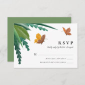 Cartons Réponse Papillons à l'aquarelle Feuillage vert (Devant / Derrière)