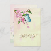 Cartons Réponse Papillons aux fleurs de cerisier d'aquarelle (Devant / Derrière)