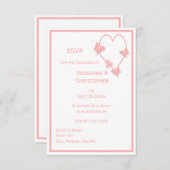 Cartons Réponse Papillons de couleur rose Mariage de conception ca (Devant / Derrière)