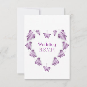 Cartons Réponse Papillons de couleur violet Mariage de design