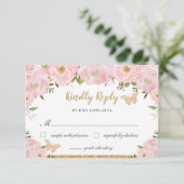 Cartons Réponse Papillons Floraux rose pâle Tiara Quinceañera (Debout devant)