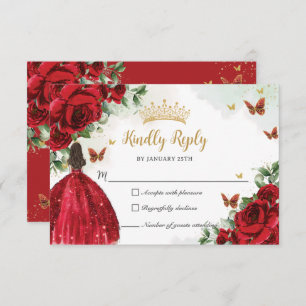 Cartons Réponse Papillons floraux rouges Robe princière Quinceañer