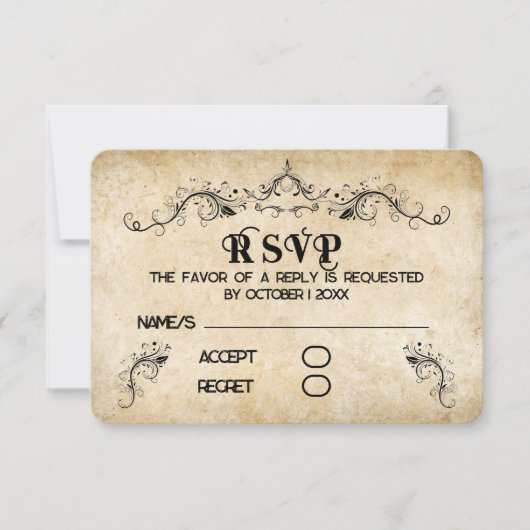 Cartons Réponse Parchemin vintage Rustique (Devant)