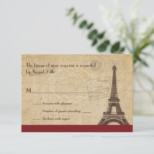 Cartons Réponse Paris Destination Wedding Response (Debout devant)