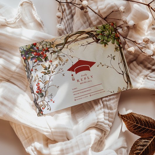 Cartons Réponse Parti des diplômés Fleur sauvage rustiques