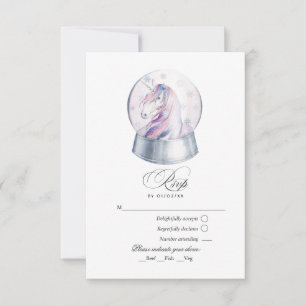 Cartons Réponse Parties scintillant aquarelle Unicorn hiver