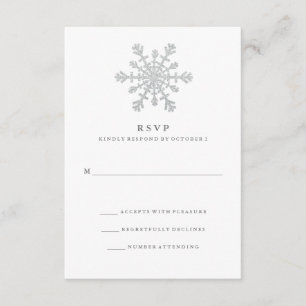 Cartons Réponse Parties scintillant Argent Faux Snowflake Wedding