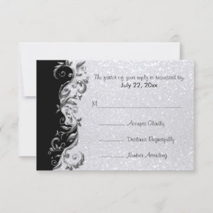 Cartons Réponse Parties scintillant blanche RSVP, Mariage floral n