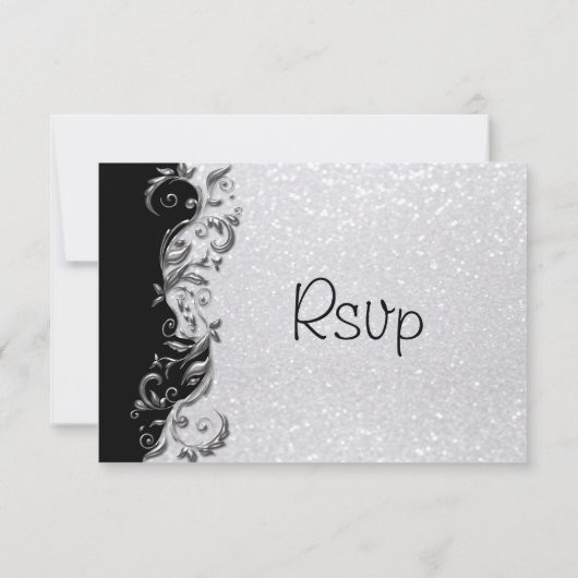 Cartons Réponse Parties scintillant blanche RSVP, Mariage floral n (Dos)