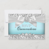 Cartons Réponse Parties scintillant bleu argent et bijoux Bow Quin (Devant)