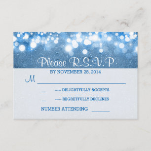 Cartons Réponse parties scintillant bleue lumières mariage romanti