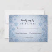 Cartons Réponse Parties scintillant Blue Snowflakes mariage d'hive (Devant)