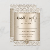 Cartons Réponse Parties scintillant Champagne Fleur De Lis Mariage (Devant / Derrière)