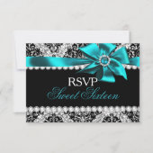 Cartons Réponse Parties scintillant Damas et bijou Turquoise Bow S (Devant)