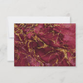 Cartons Réponse Parties scintillant de marbre Mariage Bourgogne Go (Dos)