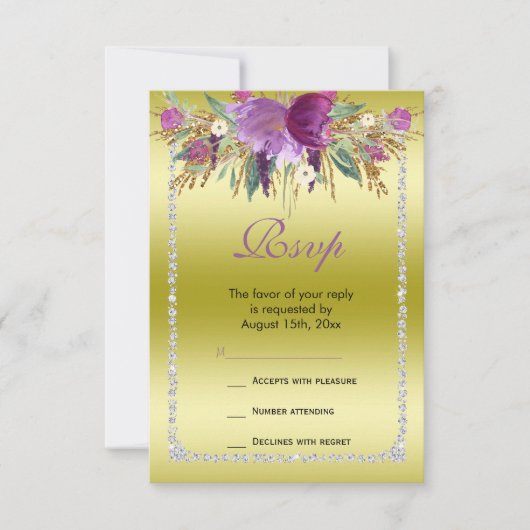 Cartons Réponse Parties scintillant Diamond Classy Fleurs d'aquare (Devant)